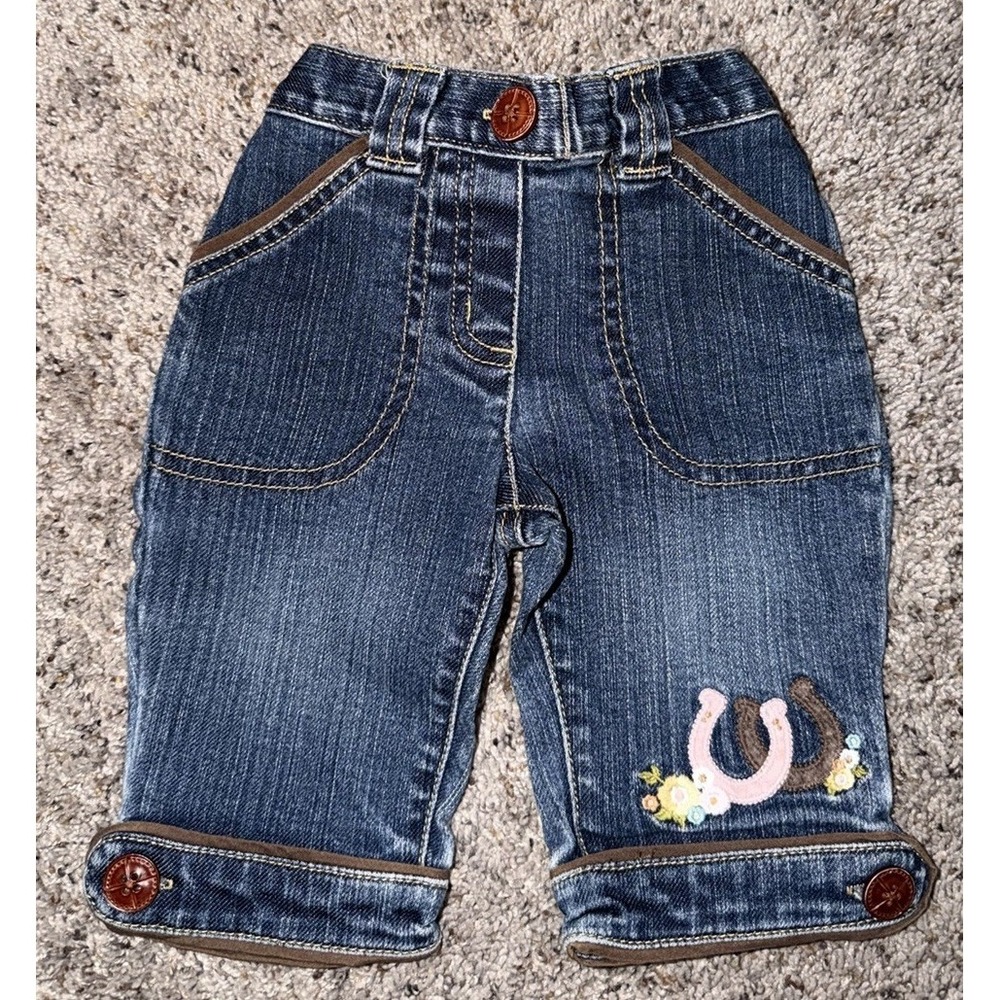 Vintage‎ Gymboree Y2K  Jean Capri's Denim 3-6 mo. Pony Equestrian Club 2006